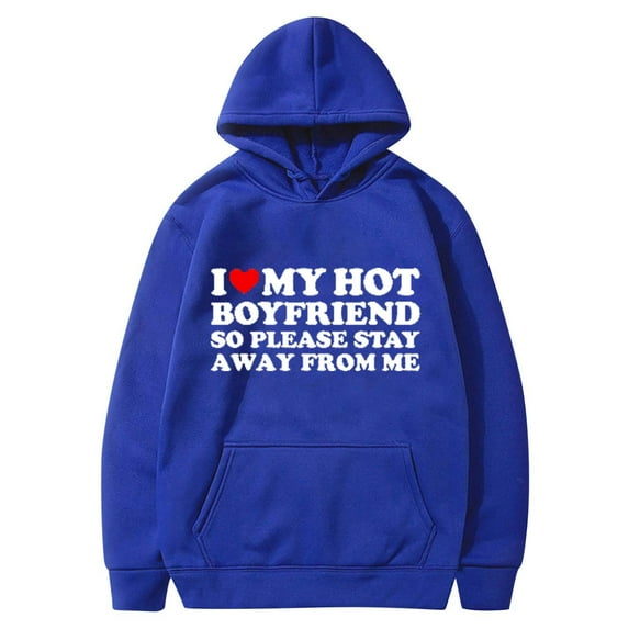I Love My Boyfriend Hoodies for Women Trendy Long Sleeve Valentines Pullover Sweatshirt Casual Sweater Shirts