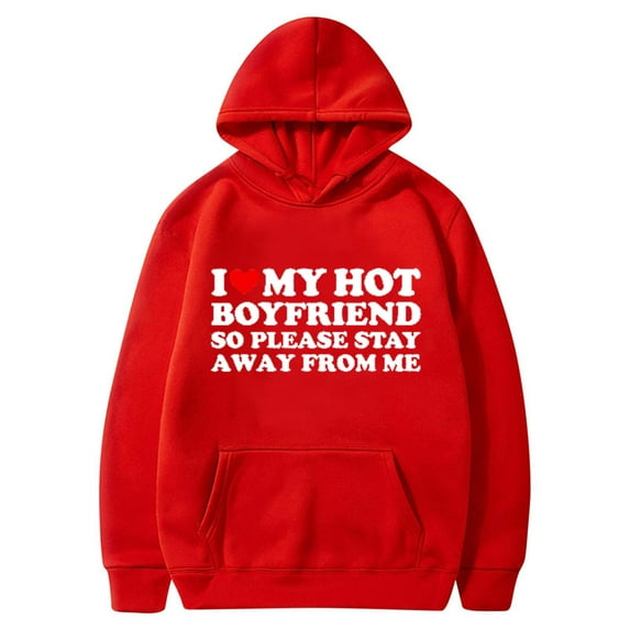 I Love My Boyfriend Hoodies for Women Trendy Long Sleeve Valentines Pullover Sweatshirt Casual Sweater Shirts