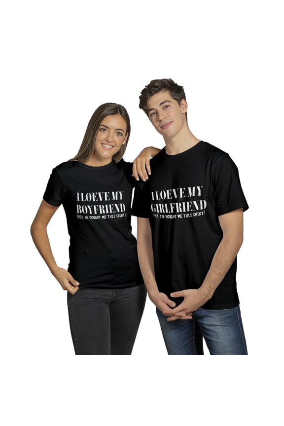 I Love My Boyfriend, I Love My Girlfriend T-shirt – Funny His and Hers Graphic Tee – Valentine Gift for Couples