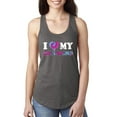 thumbnail image 1 of I Love My Boyfriend Tie Dye Pop Culture Ladies Racerback Tank Top, Dark Grey, Large, 1 of 3