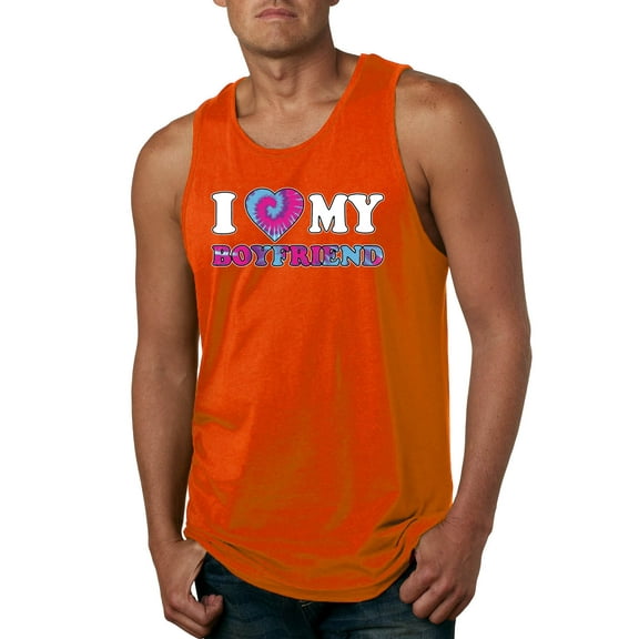 I Love My Boyfriend Tie Dye Pop Culture Mens Graphic Tank Top, Orange, Medium
