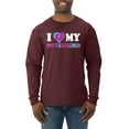 thumbnail image 1 of I Love My Boyfriend Tie Dye Pop Culture Mens Long Sleeve Shirt, Maroon, Medium, 1 of 3