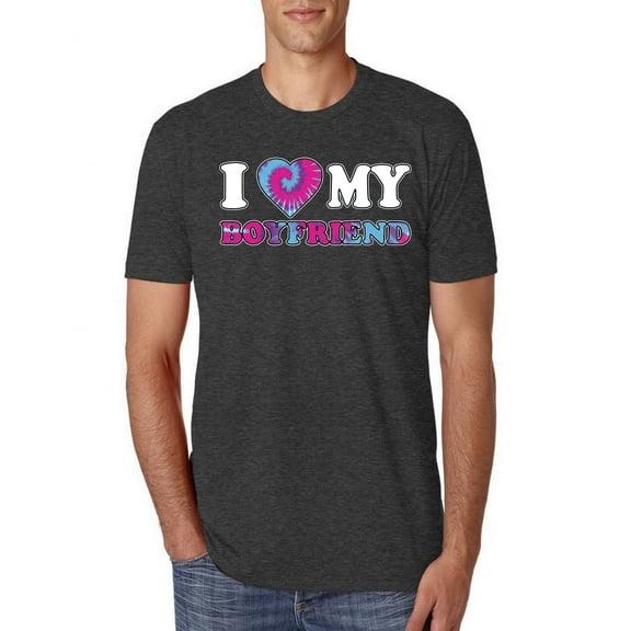 I Love My Boyfriend Tie Dye Pop Culture Mens Premium Tri Blend T-Shirt, Vintage Black, Large