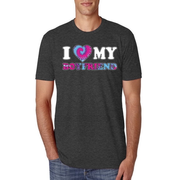I Love My Boyfriend Tie Dye Pop Culture Mens Premium Tri Blend T-Shirt, Vintage Black, X-Large