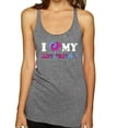 thumbnail image 1 of I Love My Boyfriend Tie Dye Pop Culture Tri-Blend Racerback Tank Top, Premium Heather, Large, 1 of 3