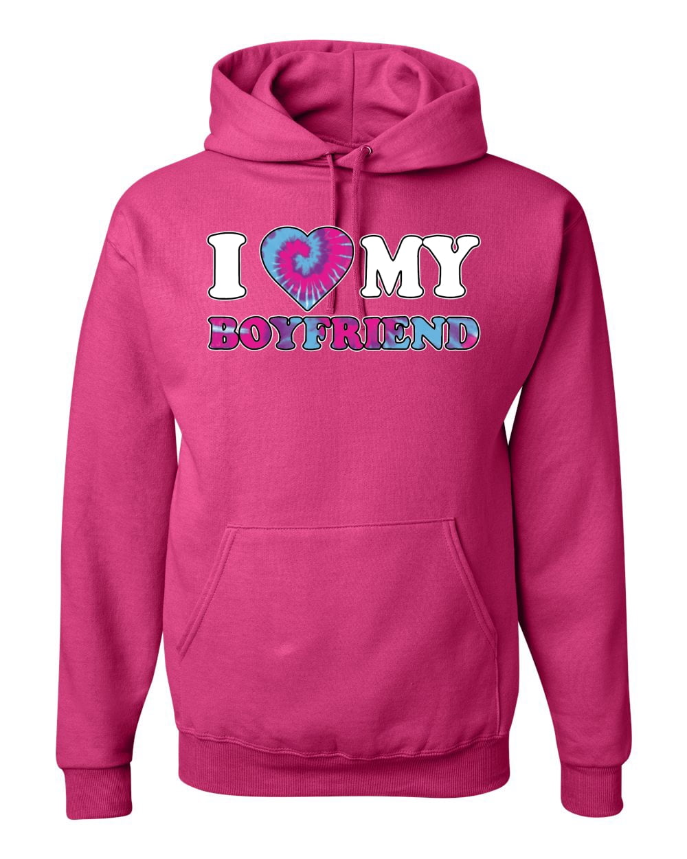 I Love My Boyfriend Tie Dye Pop Culture Unisex Graphic Hoodie Sweatshirt Charcoal Medium