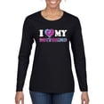 thumbnail image 1 of I Love My Boyfriend Tie Dye Pop Culture Womens Graphic Long Sleeve T-Shirt, Black, Small, 1 of 3
