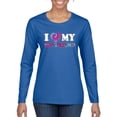 thumbnail image 1 of I Love My Boyfriend Tie Dye Pop Culture Womens Graphic Long Sleeve T-Shirt, Royal, X-Large, 1 of 3