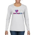 thumbnail image 1 of I Love My Boyfriend Tie Dye Pop Culture Womens Graphic Long Sleeve T-Shirt, White, 2XL, 1 of 3