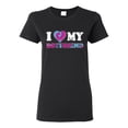 thumbnail image 1 of I Love My Boyfriend Tie Dye Pop Culture Womens Graphic T-Shirt, Black, Small, 1 of 3