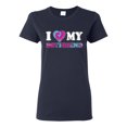 thumbnail image 1 of I Love My Boyfriend Tie Dye Pop Culture Womens Graphic T-Shirt, Navy, Small, 1 of 3
