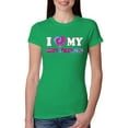 thumbnail image 1 of I Love My Boyfriend Tie Dye Pop Culture Womens Slim Fit Junior Tee, Kelly, 2XL, 1 of 3