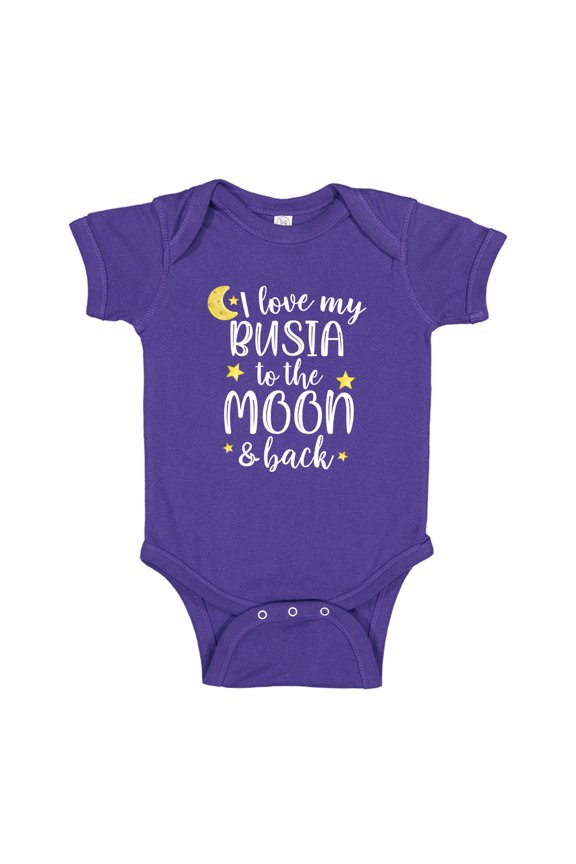 I Love My Busia To The Moon And Back Baby Bodysuit One Piece NB Purple