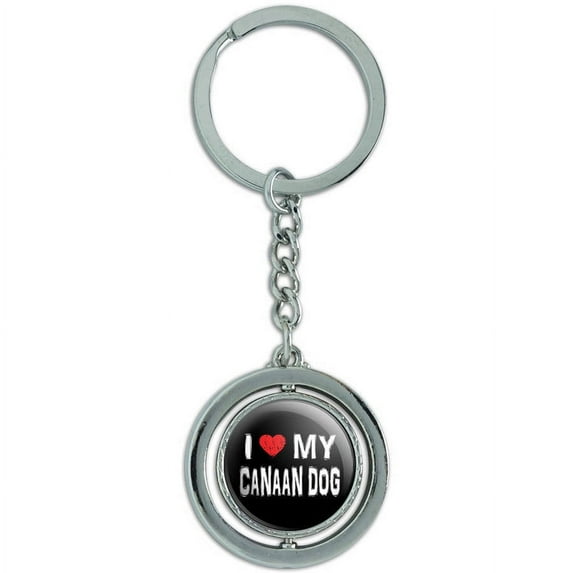 I Love My Canaan Dog Stylish Spinning Round Metal Key Chain Keychain Ring