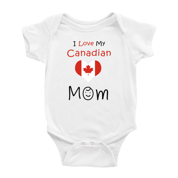 I Love My Canadian Mom Baby Romper Bodysuit (White, 0-3 Months)
