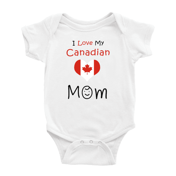 I Love My Canadian Mom Baby Romper Bodysuit (White, 18-24 Months)