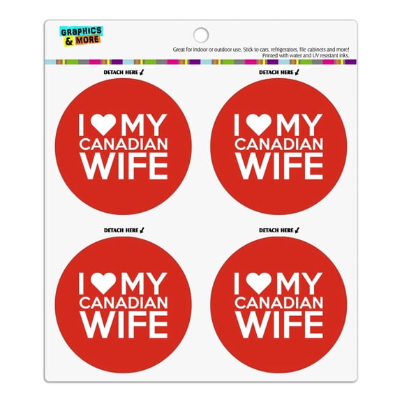 I Love My Canadian Wife Refrigerator Fridge Locker Vinyl Circle Magnet Set