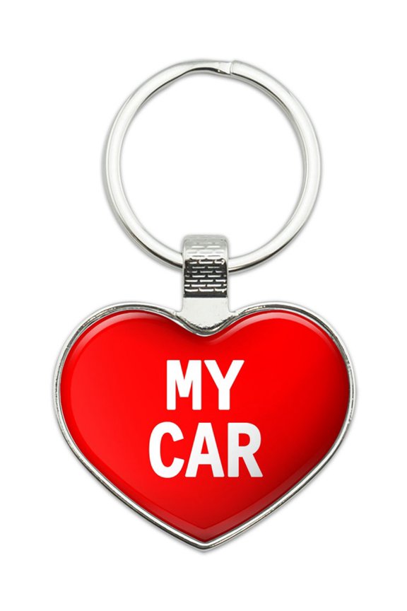 I Love My Car Heart Metal Key Chain
