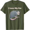 thumbnail image 1 of I Love My Cat Funny Opossum Vintage Unisex T-Shirt for Men Women Kids Toddler,Military Green Color,Size YXL, 1 of 5