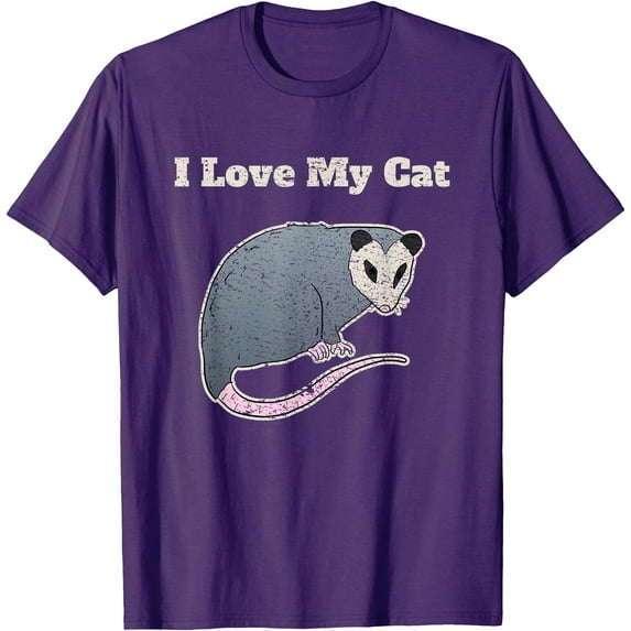 I Love My Cat Funny Opossum Vintage Unisex T-Shirt for Men Women Kids Toddler,Purple Color,Size YM