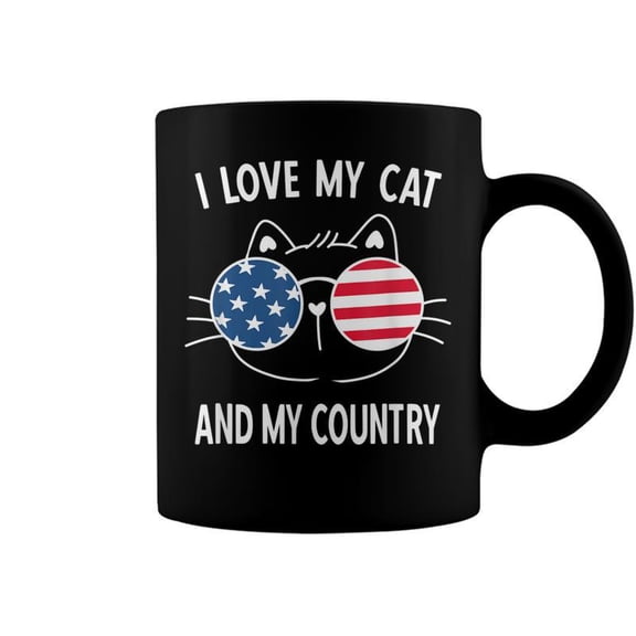 I Love My Cat Usa Flag Patriotic America Cat 4Th Of July Coffee Mugs