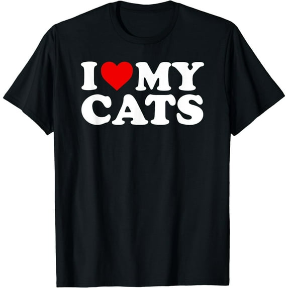 I Love My Cats T Shirt with Heart T-ShirtMen and women, White Black T-shirt, size: Extra large S-1014XL
