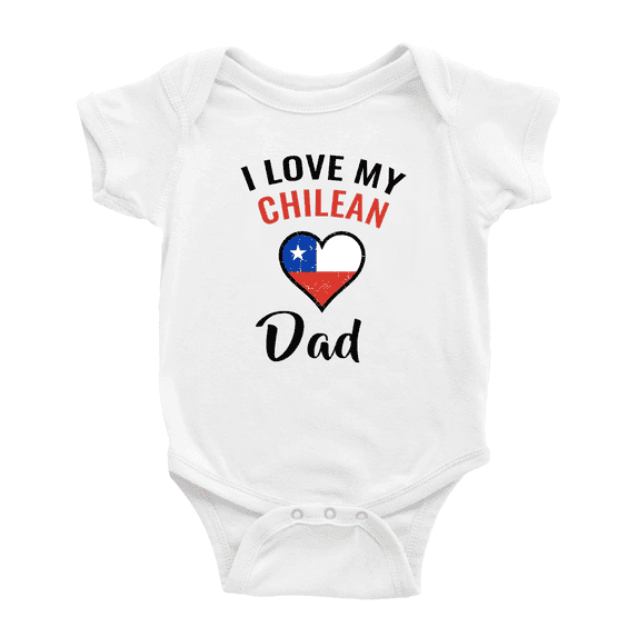 I Love My Chilean Dad Heart Flag Baby Bodysuit Baby Clothes (White, 6-12 Months)