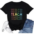 thumbnail image 1 of Teacher Shirts Women Neon Teach Shirt Teaching Graphic T-Shirt Summer Casual Short Sleeve Crew Neck Tops, 1 of 3
