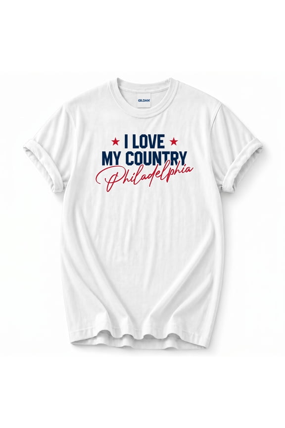 I Love My Country Philadelphia T-Shirt – Patriotic Pride Theme – Unisex Adult Everyday Wear