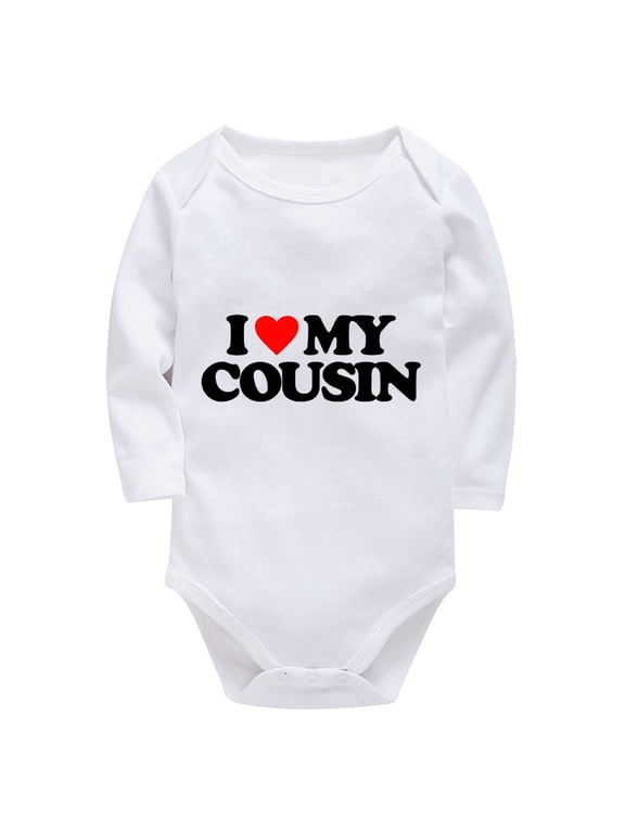 I Love My Cousin Newborn Bring Home Outfits Girl Long Sleeve Baby Girl New Born White Baby Boy Onsies12-18 Months