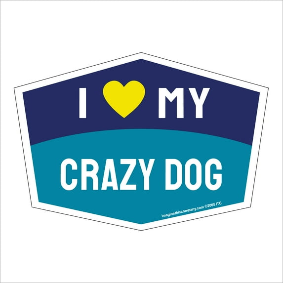 I Love My Crazy Dog Hexagon Shaped Magnet