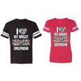 thumbnail image 1 of I Love My Crazy GF BF Matching Couple Cotton Jerseys (Men Black / Women Red) (Men XXL / Women XL), 1 of 3
