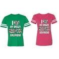 thumbnail image 1 of I Love My Crazy GF BF Matching Couple Cotton Jerseys (Men Green / Women Pink) (Men M / Women S), 1 of 3