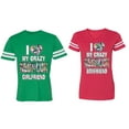 thumbnail image 1 of I Love My Crazy GF BF Matching Couple Cotton Jerseys (Men Green / Women Red) (Men S / Women L), 1 of 3