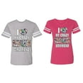 thumbnail image 1 of I Love My Crazy GF BF Matching Couple Cotton Jerseys (Men Heather / Women Pink) (Men S / Women M), 1 of 3