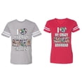 thumbnail image 1 of I Love My Crazy GF BF Matching Couple Cotton Jerseys (Men Heather / Women Red) (Men XXL / Women S), 1 of 3
