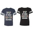 thumbnail image 1 of I Love My Crazy GF BF Matching Couple Cotton Jerseys (Men Navy / Women Black) (Men S / Women S), 1 of 3