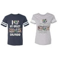 thumbnail image 1 of I Love My Crazy GF BF Matching Couple Cotton Jerseys (Men Navy / Women Heather) (Men L / Women XL), 1 of 3