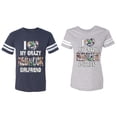 thumbnail image 1 of I Love My Crazy GF BF Matching Couple Cotton Jerseys (Men Navy / Women Heather) (Men S / Women M), 1 of 3