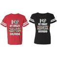 thumbnail image 1 of I Love My Crazy GF BF Matching Couple Cotton Jerseys (Men Red / Women Black) (Men M / Women L), 1 of 3