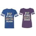 thumbnail image 1 of I Love My Crazy GF BF Matching Couple Cotton Jerseys (Men Royal / Women Purple) (Men S / Women XL), 1 of 3