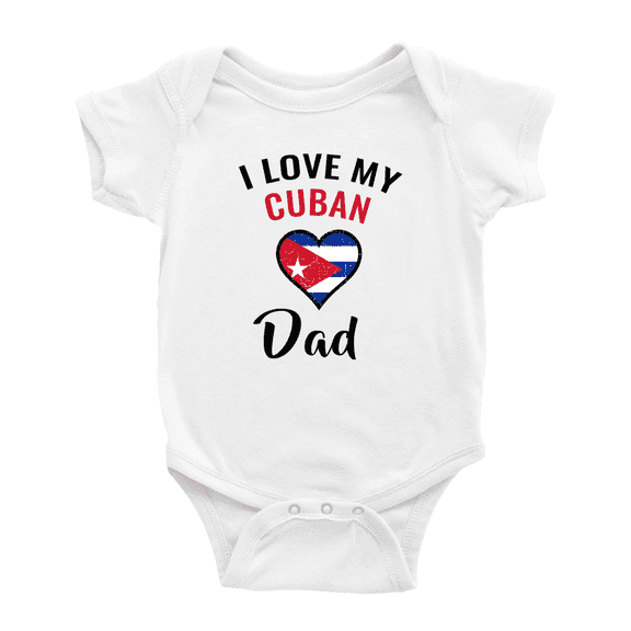 I Love My Cuban Dad Heart Flag Cute Baby Clothes For Boy Girl (White, 0-3 Months)