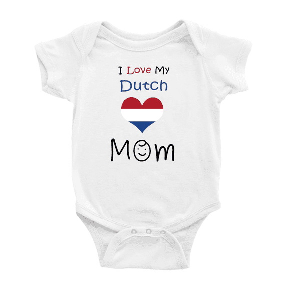 I Love My DUTCH Mom Baby Bodysuit Newborn Clothes Outfits (White, 18-24 Months)