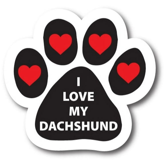 I Love My Dachshund Pawprint Car Magnet By Magnet Me Up 5" Paw Print Auto Truck Decal Magnet …