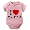 thumbnail image 1 of I Love My Dad Infant Rompers Short Sleeve Take Home Outfit for Baby Girl White Baby Boy Rompers 0-3 Months, 1 of 2