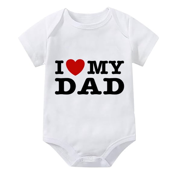 I Love My Dad Neutral Newborn Baby Clothes Short Sleeve Girls White Bodysuit White Boy Infant Clothes 0-3 Months