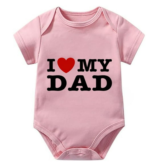 I Love My Dad Neutral Newborn Clothes Short Sleeve Girl Coming Home Outfit White Baby Boy Suit 0-3 Months