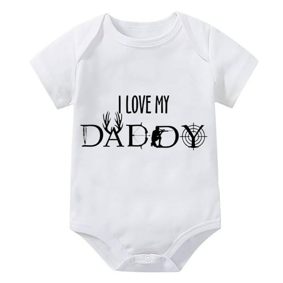 I Love My Dad Newborn Outfit Neutral Short Sleeve Funny Baby Onsies White Baby Bodysuit Boy