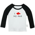thumbnail image 1 of I Love My Dad Novelty T shirt For Baby, Newborn Babies T-shirts, Infant Tops, 0-24M Kids Graphic Tees Clothing (Long Black Raglan T-shirt, 0-6 Months), 1 of 4
