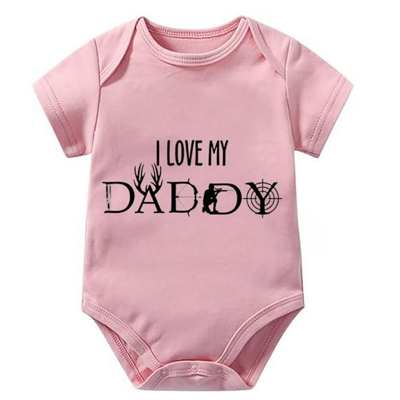 I Love My Dad Summer Baby Jumper Short Sleeve Girls Newborn Outfit White Baby Boy Onsies0-3 Months